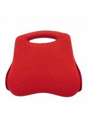 Chanel Handbag Hip Bag Canvas Red Silver